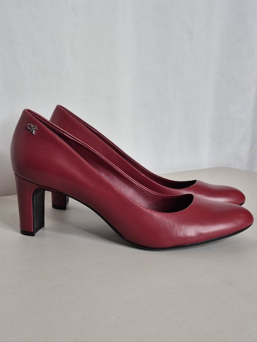 Calvin Klein OSKA Red Leather Block Heel Pumps - Size 8